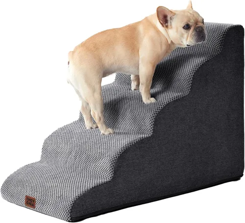Vista 48 de EHEYCIGA Rampa curvada para escaleras para perros, camas altas de 4
