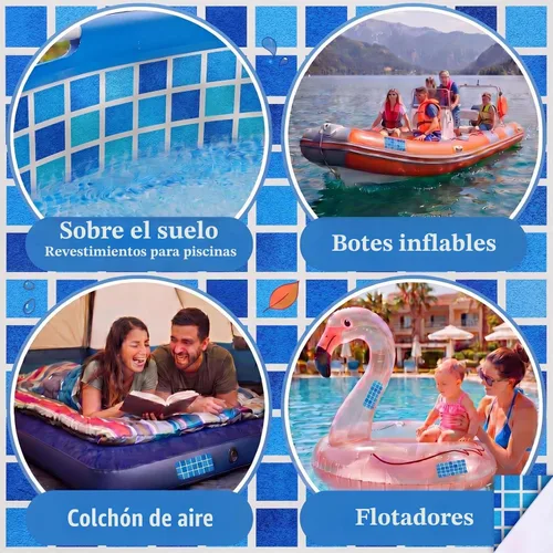 Vista 5 de Nuanchu - Parche de vinilo autoadhesivo para revestimiento de piscina, a cuadros, 12 x 40 pulgadas Waterproof PVC Sheet, Pool Patch Repair for