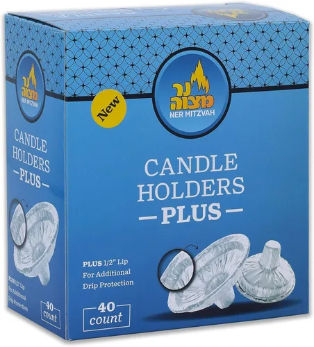 Vista 3 de Ner Mitzvah Portavelas Plus – Más profundo que lo normal – Bobeches protector de aluminio resistente, insertos de revestimiento de vela protector
