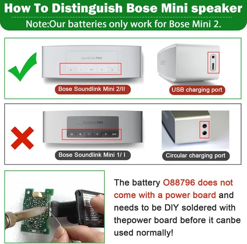 Vista 7 de Fancy Buying 2297mAh 088796 088789 088772 080841 - Batería de repuesto para Bose Soundlink Mini 2 / Soundlink Mini II Series, requiere soldadura