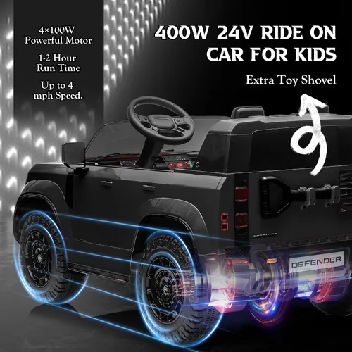 Vista 5 de Land Rover Defender Octa Ride on Car de 24 V y 2 plazas Negro
