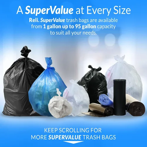 Vista 7 de Reli. Bolsas de basura de 13 galones 250 bolsas Transparentes Forros de cocina altos Bolsas de basura fuertes y transparentes Para