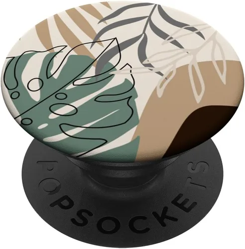 Vista 7 de Botánico tropical beige marrón exótico minimalista abstracto PopSockets MagSafe PopGrip para iPhone
