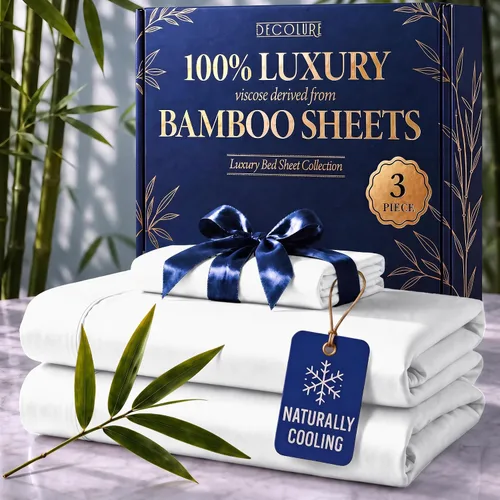 Vista 35 de DECOLURE Sábanas 100% Viscosa Derivada de Bambú Tamaño Individual - Sábanas de Lujo de 3 Piezas Naturalmente Refrescantes, Juego de Cama Ultra Suave
