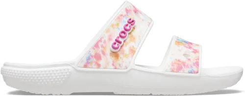 Vista 2 de Crocs - Sandalias clásicas de dos tiras para adultos, Multicolor / blanco , 15 Women/13 Men