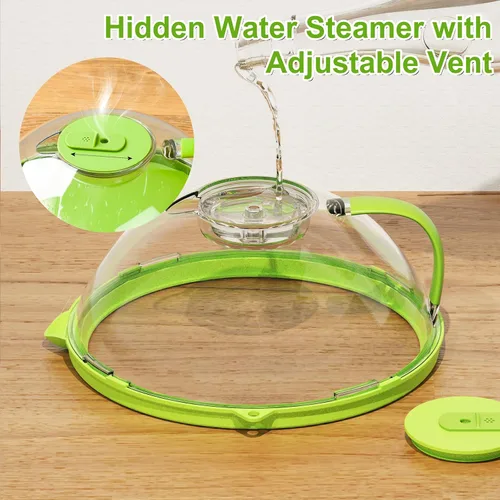 Vista 4 de Cubierta mejorada para salpicaduras de microondas para alimentos, cubierta transparente para microondas con vaporizador de agua, protector