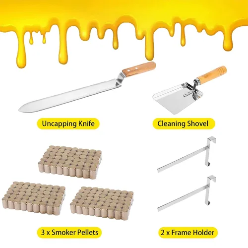 Vista 5 de Suministros de Apicultura, Kit Inicial de 30 Piezas para Apicultores con Traje de Apicultor, Suministros de Apicultura - Todos los Herramientas