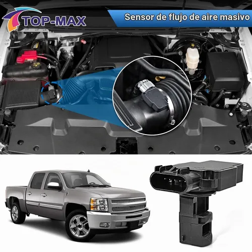 Vista 9 de TOP-MAX Sensor de flujo de aire masivo compatible con Chevy Silverado 1500 2500HD Suburban Tahoe GMC Sierra Yukon Cadillac Escalade CTS, sensor MAF