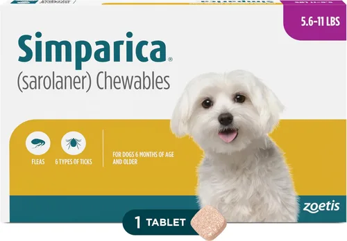 Vista 13 de Simparica (sarolaner) Masticables para perros, 120 mg/tab, 88.1-132 libras (marrón), 6 tabletas