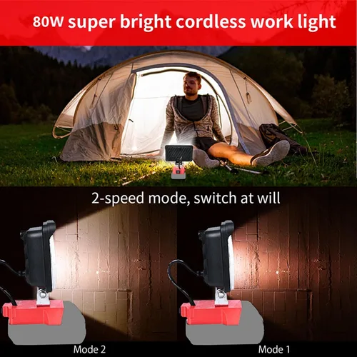 Vista 4 de Luz de trabajo LED inalámbrica compatible con batería Milwaukee 18V m18, 80W 6000LM linterna portátil m18 para iluminación en el lugar de trabajo