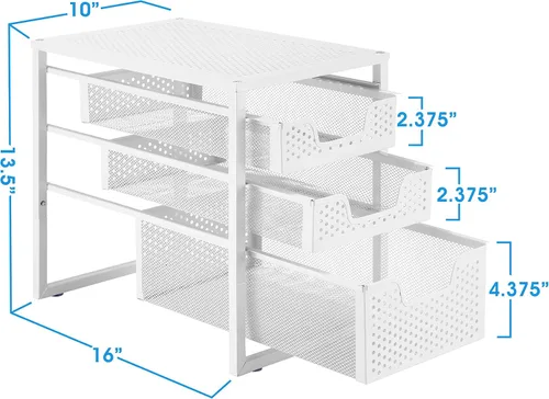 Vista 3 de Simple Trending - Organizador de gabinete de 3 niveles para debajo del fregadero, con cajón de almacenamiento deslizante, organizador de mesa