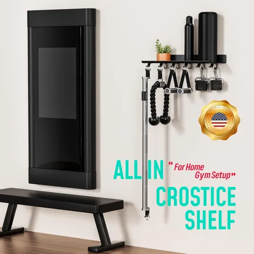 Vista 3 de Estante Flotante de 1 Nivel Compatible con Accesorios Tonales, Estante de Almacenamiento para Gimnasio en Casa, Organizador de Montaje en Pared