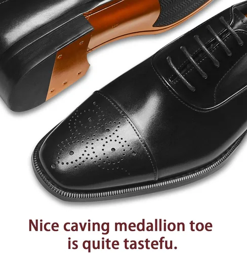 Vista 6 de FRASOICUS Zapatos de vestir para hombre, zapatos formales Oxford clásicos con cordones para hombre