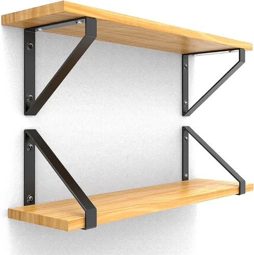 Vista 3 de 2 soportes de estante resistentes, soportes de pared de metal de 8 pulgadas, soporte triangular de acero, 300 libras de carga para garaje, taller