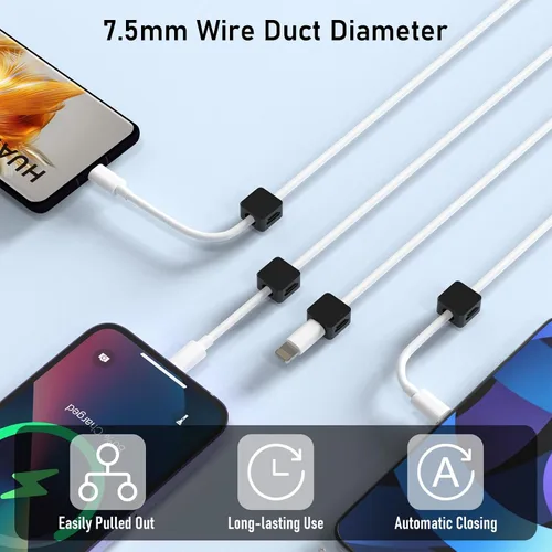 Vista 6 de ELZO Paquete de 12 clips magnéticos para cables, organizador de cables para gestión de cables, organizador de cables con adhesivo fuerte, magnético