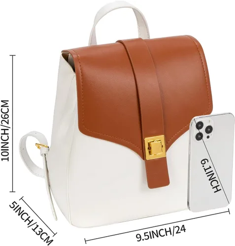 Vista 4 de seyfocnia Bolso tipo mochila para mujer, a02 Blanco Marrón, Moda