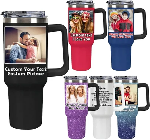 Vista 26 de Taza personalizada con foto y texto para hombres y mujeres, regalo para papá, mamá, familias y amigos, taza de viaje con foto e imagen