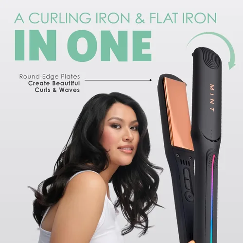 Vista 7 de Professional Series MIRA - Plancha plana de titanio para cabello grueso y fino, potente alisador de una sola pasada, alisador y rizador en uno