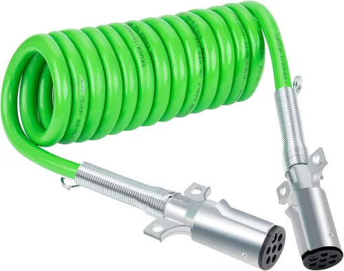 Vista 12 de CheeMuii Paquete de 2 cables de remolque de 7 vías de 12 pies, cable de alimentación eléctrica ABS de alta resistencia, cable de alimentación verde