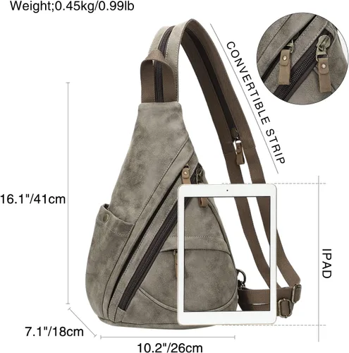 Vista 2 de KL928 Bolso bandolera de piel sintética Mochila pequeña cruzada de hombro, mochila casual para hombres y mujeres
