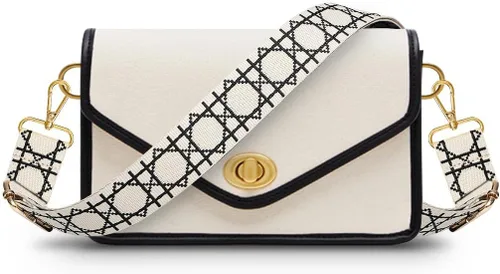 Vista 5 de Lekesky Purse Strap Replacement Crossbody, Beige Geometric Print Purse Straped for Women, Adjustable Bag Straps Replacement(Golden Buckle)