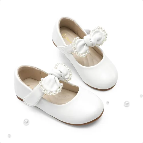 Vista 2 de DREAM PAIRS Zapatos de vestir para niña de las flores, zapatos de ballet Mary Janes, zapatos de bailarina, zapatos de baile para fiesta de boda
