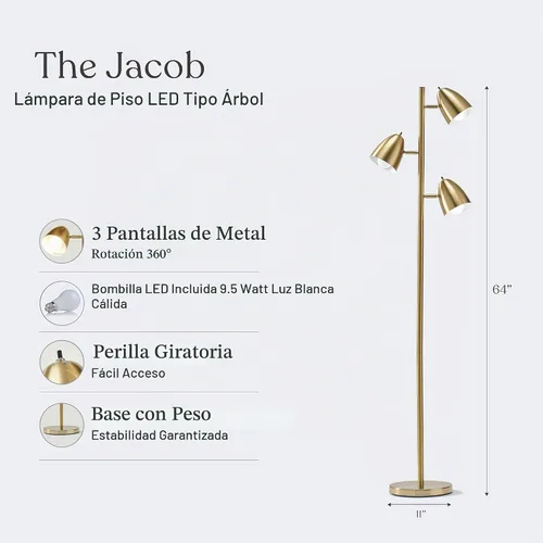 Vista 3 de Brightech Jacob - Lámpara de pie LED moderna, lámparas de pie brillantes para salas de estar y dormitorios, lámpara de iluminación LED alta