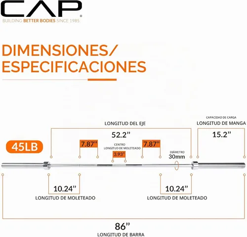 Vista 4 de CAP Barra olímpica - Barras de pesas de entrenamiento de fuerza de 5, 6 pies y 7 pies, múltiples opciones
