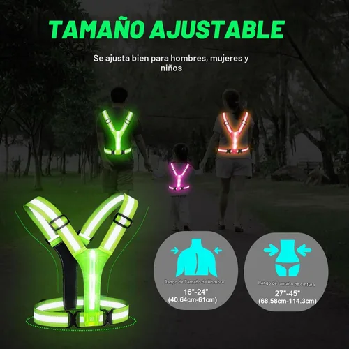 Vista 5 de Simket Chaleco Reflectante LED para Correr, Equipo Reflectante para Correr de Alta Visibilidad, Chaleco Reflectante Ajustable Recargable