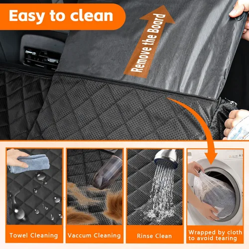 Vista 8 de Funda de asiento de automóvil para perro para extensor de asiento trasero para perros, funda de asiento de automóvil con parte inferior dura