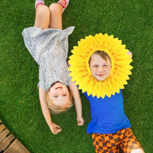 Vista 3 de SAFIGLE 3 piezas de sombreros de girasol para niños y adultos decoración de girasol, tela cómoda, fácil de llevar, perfecto para juegos deportivos