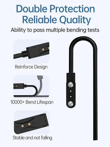 Vista 3 de Paquete de 2 cables de carga para relojes inteligentes IOWODO W60 para hombres y mujeres, cable de carga USB magnético compatible con cargador