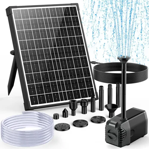 Vista 11 de POPOSOAP - Bomba de Fuente Solar para Baño de Pájaros, Bomba de Fuente de Agua Solar de 6W para Exterior con Tubo de 4 Pies y 5 Boquillas, Bomba