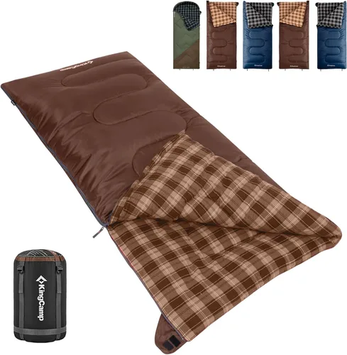 Vista 18 de KingCamp Sleeping Bag for Adults, 100% Flannel XL Big and Tall