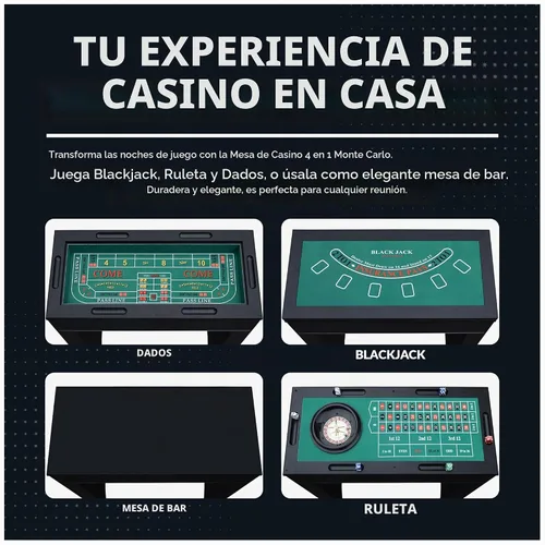 Vista 7 de Hathaway Classic Monte Carlo 4 en 1 mesa de juego de casino – Incluye mesa de dados, mesa de ruleta, mesa de blackjack que se puede utilizar como