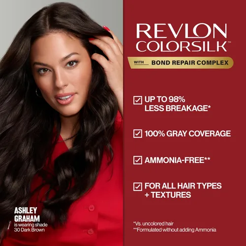 Vista 3 de Revlon ColorSilk con Complejo de Reparación de Enlaces, Tinte Permanente para el Cabello Marrón, 100% Cobertura de las Canas, Tinte para el Cabello