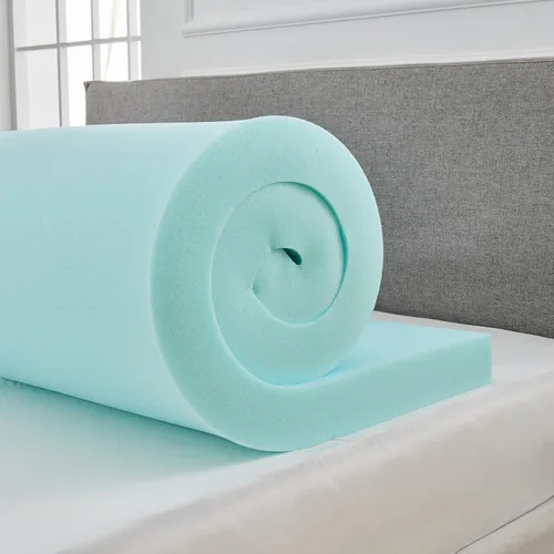 Vista 9 de Simple&Opulence Cubrecolchón de espuma viscoelástica de 2 pulgadas, con infusión de gel refrescante para aliviar el dolor de espalda, ventilado