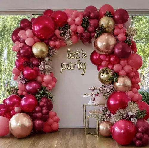 Vista 8 de Kit de arco de globos color naranja quemado burdeos, guirnalda de globos de otoño retro boho con crema dorada metálica para otoño, cosecha, Acción