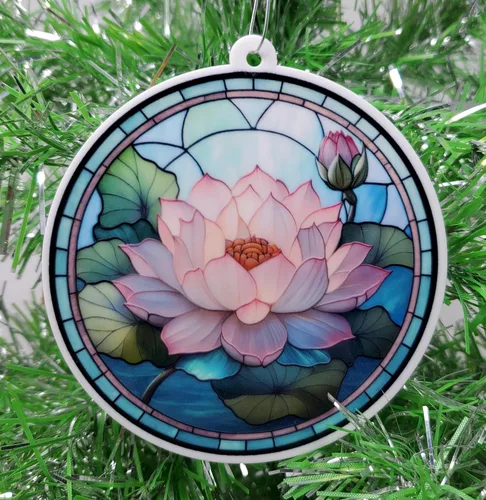 Vista 2 de Adorno navideño de flor de loto