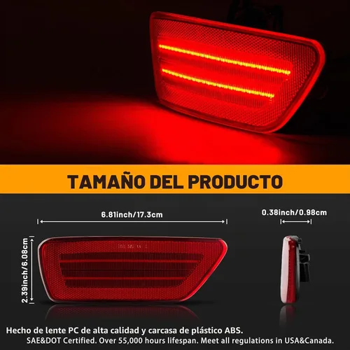 Vista 4 de Gempro Luces reflectoras LED para parachoques trasero para Jeep Grand Cherokee 2011-2021, Patriot 2013-2017, Dodge Journey 2011-2020, 2 unidades Len
