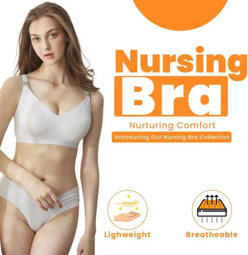 Vista 4 de BOMFWAUPack of 3 Nursing Bras for Breastfeeding and Maternity, Pregnancy Wireless Bralette for Active Moms, BlackPinkSkin