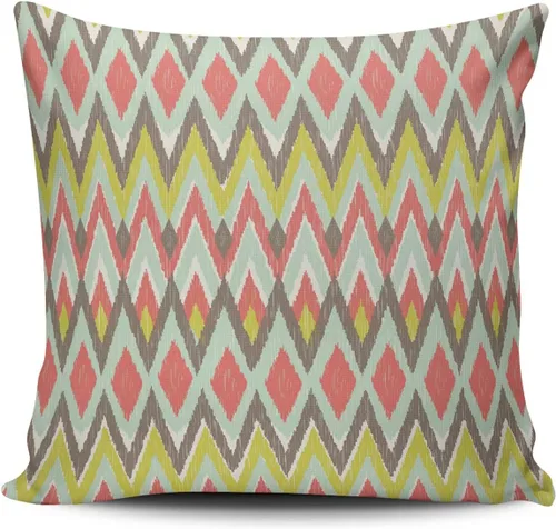 Vista 23 de Fundas de almohada decorativas Ikat con patrón de diamante en rojo y crema, cojín personalizable rectangular, tamaño 12 x 16 pulgadas, funda