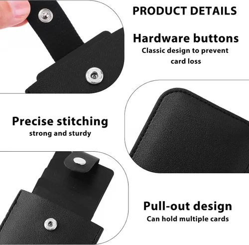 Vista 3 de Bewudy Cartera tipo extraíble para tarjetas de crédito, de cuero apilado, con bloqueo RFID, funda para tarjetas de crédito, múltiples ranuras
