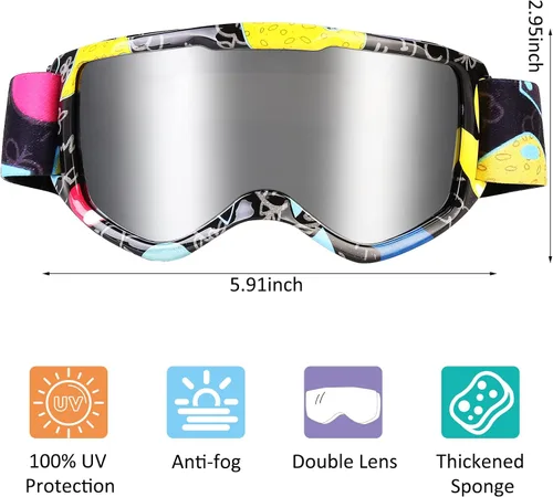 Vista 3 de Gafas de esquí para niños, con correa antideslizante, gafas de snowboard