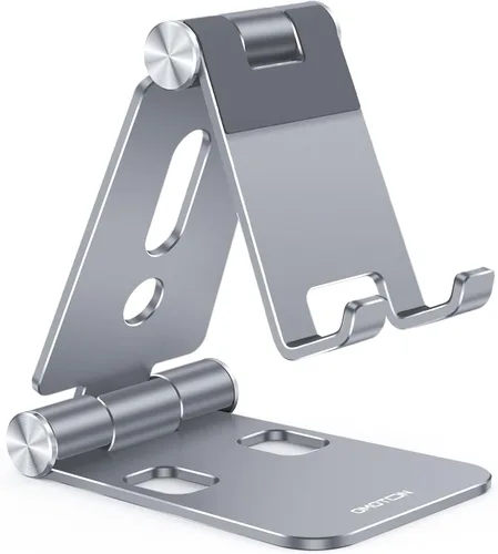 Vista 10 de OMOTON Soporte plegable para teléfono celular, C4 soporte de teléfono de aluminio portátil, base de acoplamiento ajustable para teléfono compatible