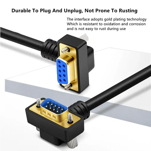 Vista 4 de DB9 macho a hembra RS232 cable serial, doble ángulo recto 90 grados 9-pin COM extensión de puerto para PC, industrial, CNC y sistemas POS