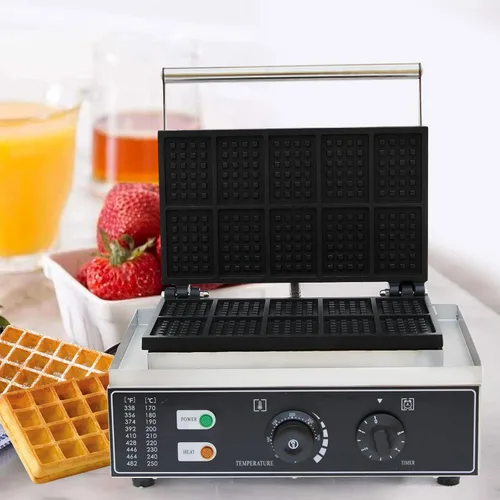 Vista 2 de Máquina de gofres comercial para hacer waffles, panadero, máquina eléctrica para panadero, máquina de gofres de 3.15 x 2.16 pulgadas, máquina
