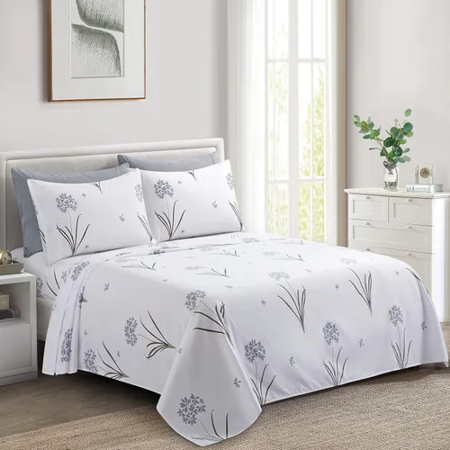 Vista 10 de Marina Decoration Ropa de cama ultra suave y sedosa con bolsillo profundo con estampado rico de rayón derivado de bambú para todas las estaciones