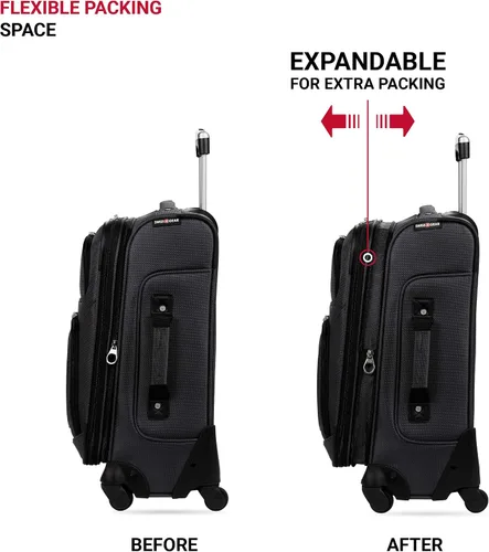 Vista 5 de SwissGear, Negro, 3 Piece Set (212527), Equipaje Sion Softside con ruedas giratorias