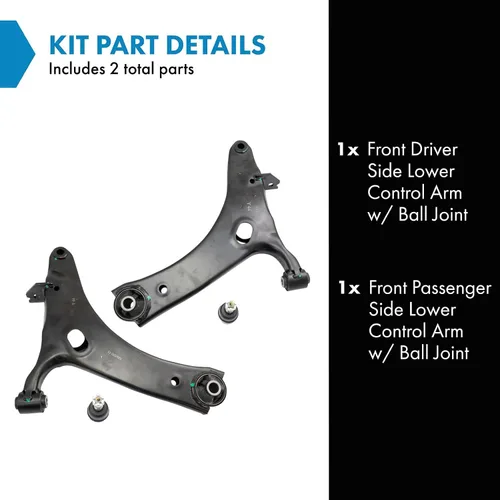 Vista 536 de Conjunto de Brazo de Control Inferior Delantero y Junta Esférica TRQ para Lado del Conductor y del Pasajero 2 Piezas Compatible con Ford Mustang GT